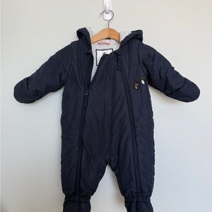 Petit Bateau Dark Blue Kids One Piece Footie snowsuit with embellishment